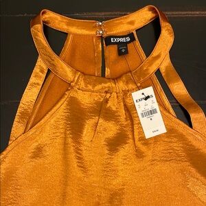 Express Satin Halter Top in Copper Perfect for Fall Layering🍂🍁